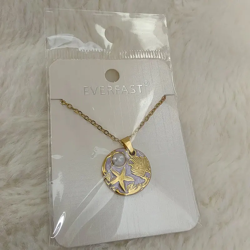 1pc Colorful Sea World Star Shell Geometric DIY Stainless Steel Charm Necklaces Women Kids Family Couples Memorial Jewelry Gift