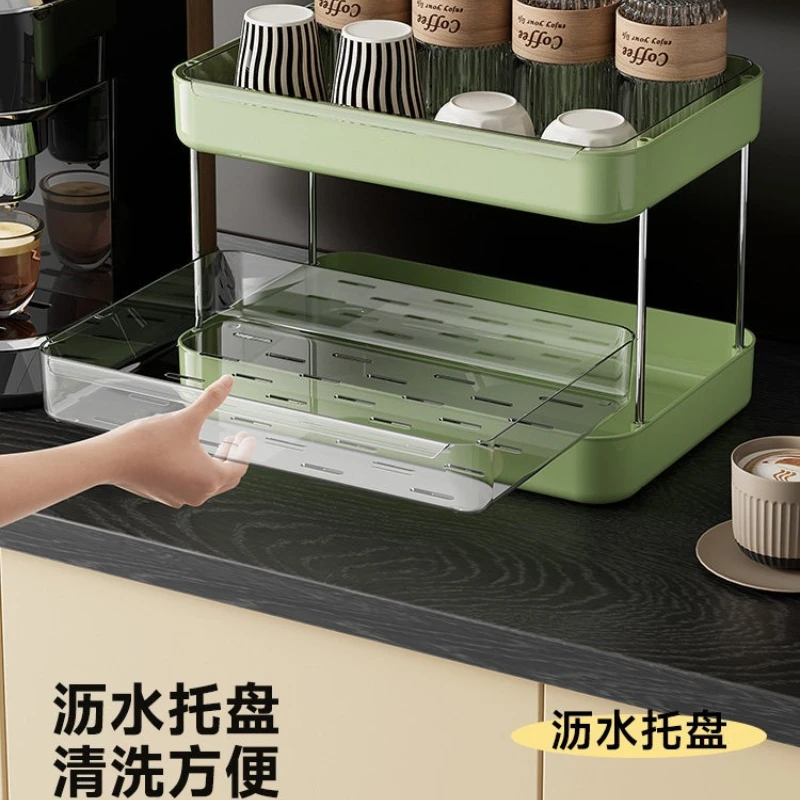 Wine Glass Coffee Cup Holder Rack, Desktop Water Cup Tea Cup Organizer Shelf, Drying Rack for Coffee Machine Side Storage Stand.