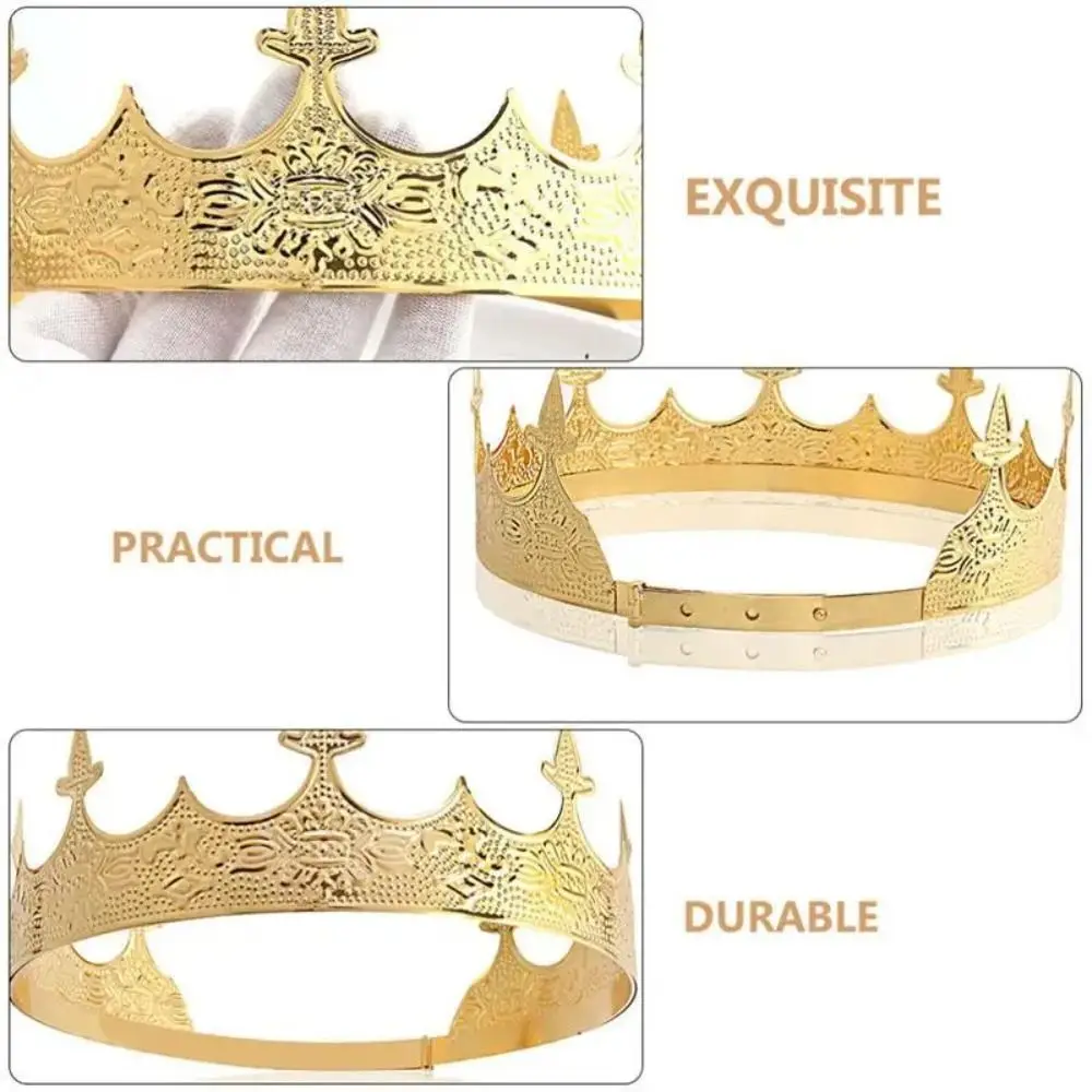 Simples bar mitzvah rei coroa argola de cabelo príncipe ocidental coroas bandana acessórios para o cabelo tiaras redondas casamento