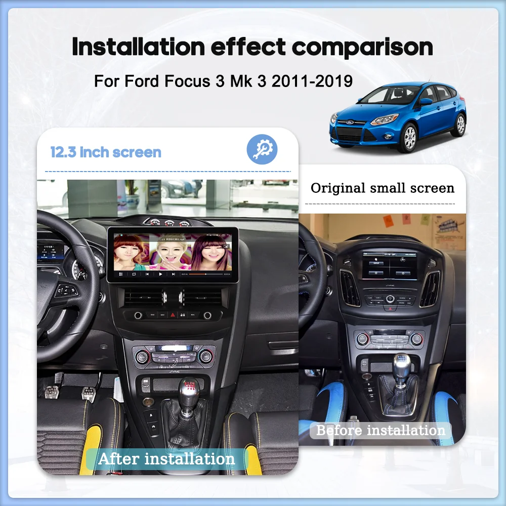 For Ford Focus 3 Mk 3 2011-2019 Intelligent Multimedia Video Player Radio GPS 4G WiFi Navigation Carplay+android AUTO Android 13