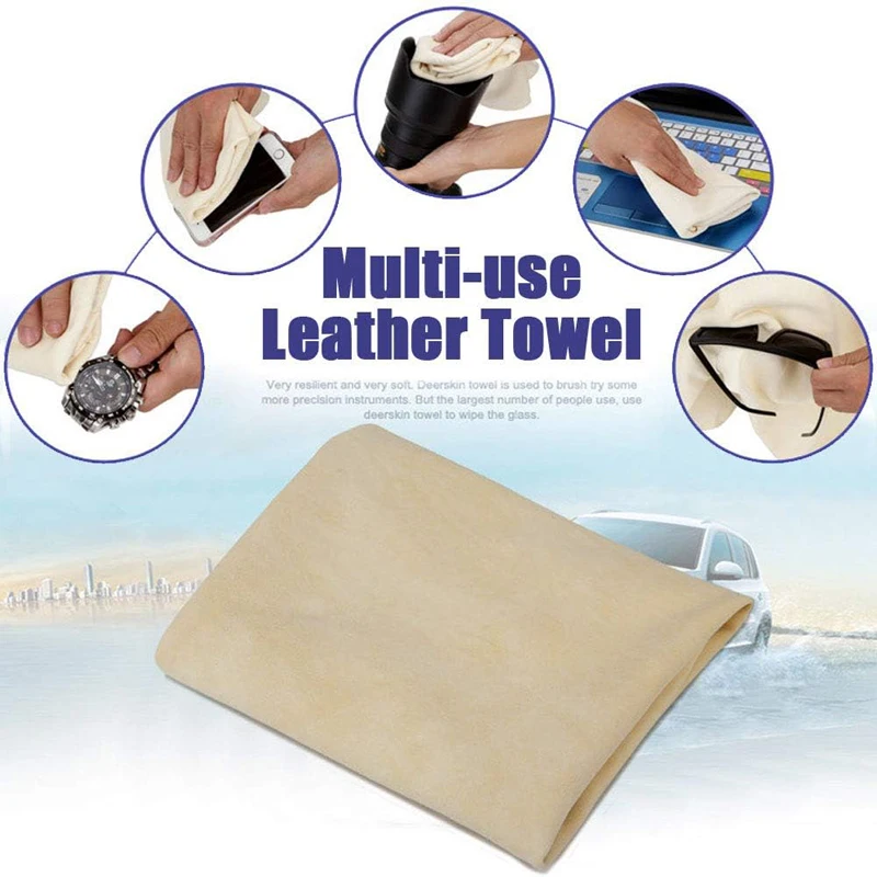 Natural Deerskin Leather Clean Cloth Car Home Washing Care Quick Dry Cleaning Towel Super Absorbent Glass Drying Rags