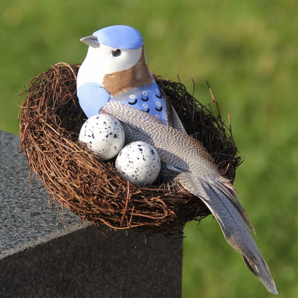 

2pcs Realistic Rattan Bird Nest Mini Artificial Nest For Crafts Decor Garden Wedding Party Easter Home Decor Outdoor Indoor Use