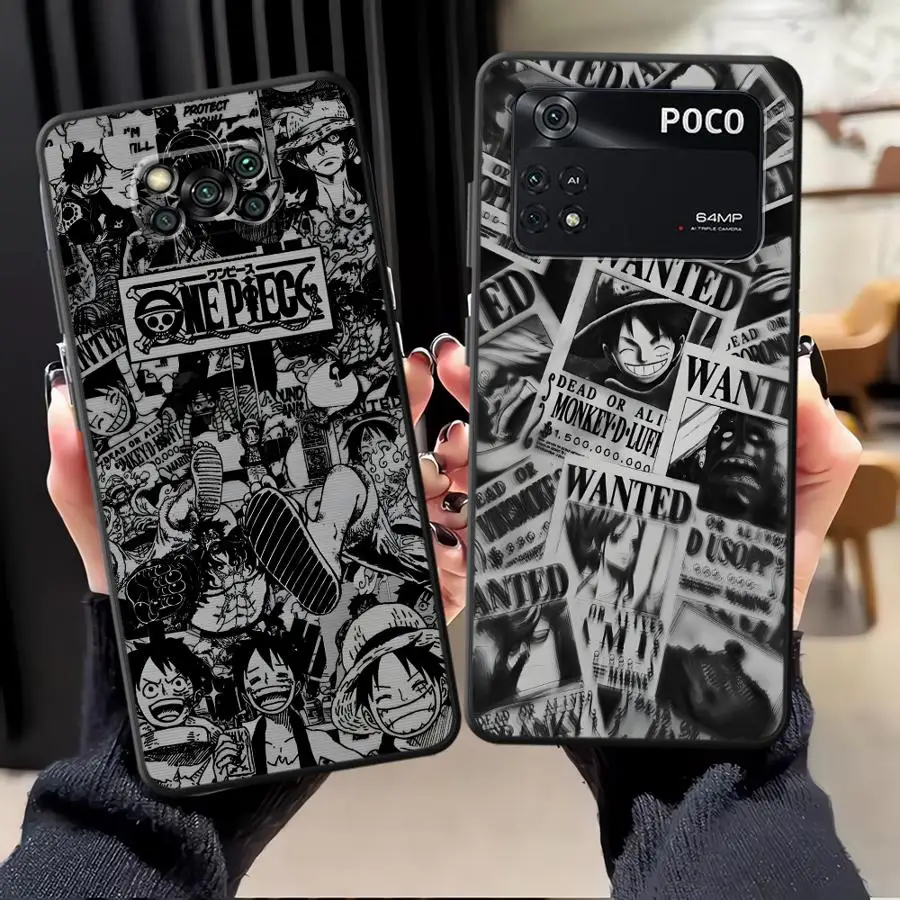 Funda de teléfono de tapa blanda con diseño de Luffy de One Piece Comic para Xiaomi Poco F8 F7 F5 F3 X4 X3 Pro X7 F4 C71 X3 NFC C85 X8 Pro Max F6Pro
