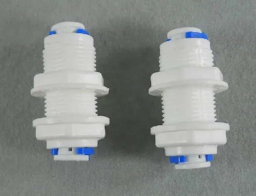 

2PCS RO Water Male White Fittings Bulkhead Quick Connector 1/4 inch Tube