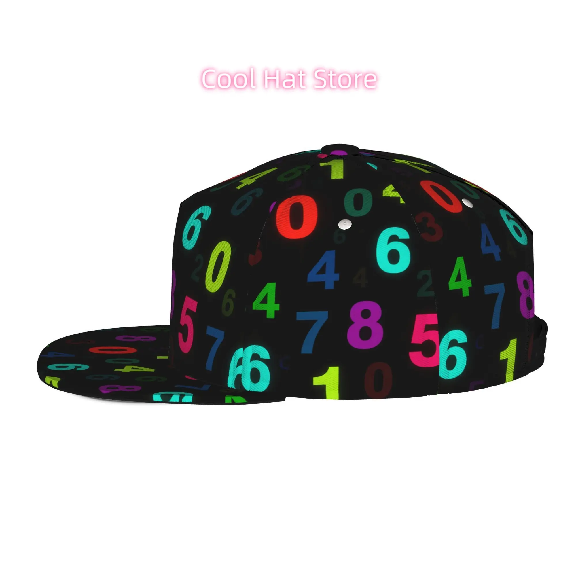 Men's & Women's Baseball Cap with Adjustable Snap-On Brim & Colorful Numbers - Flat-Top Suitable for Casual Outdoor, Machine Was