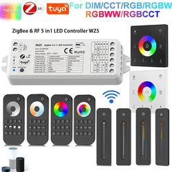 Wz5 tuya zigbee led controller dc12v24v dimmer rgbw rgbcct led streifen 2,4g rf drahtloser touch fernbedienung für alexa