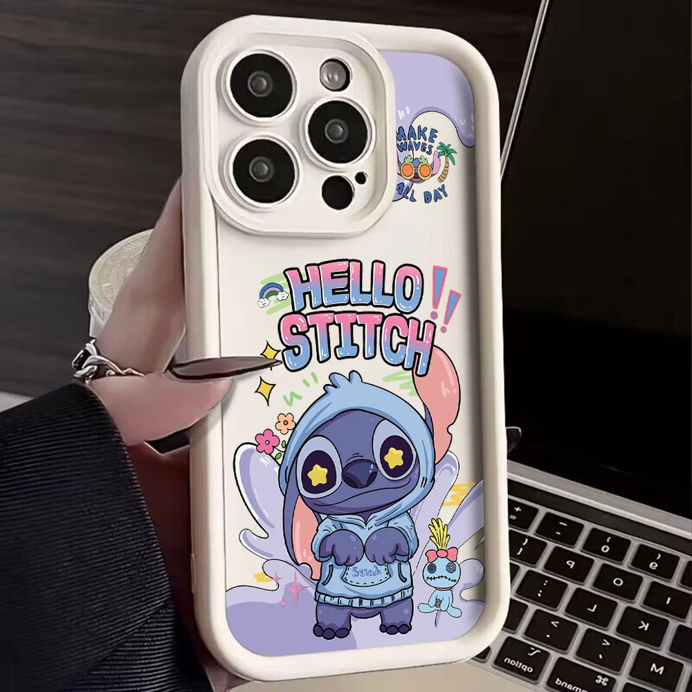 Etui na telefon Disney Cute Stitch dla OPPO A5 A7 A16 A17 A38 A53 A54 A55 A58 A72 A74 A76 A78 A94 A98 4G 5G Cover z paskiem na rękę