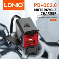 LDNIO Motorcycle USB C Fast Charger PD+QC3.0 60W Waterproof Socket Type C Cell Phone 12V/24V Vehicle-Mounted Charger Adapter