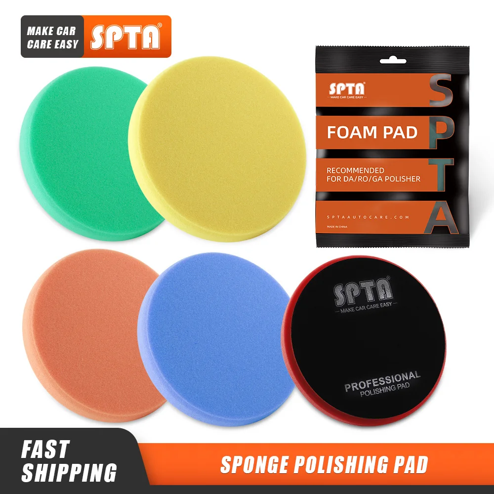 SPTA 1PC 3 "(80mm)/5"(125mm)/6 "(150mm)/7"(180mm) okrągła gąbka do polerowania pianki do polerki samochodowej RO/DA/GA usuń ślady szlifowania