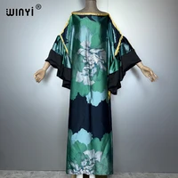 WINYI Robe de soirée d'été à manches bouffantes, Abaya de luxe de Dubaï, Kaftan ample imprimé pour femme, Vêtement musulman, Robe de plage 5