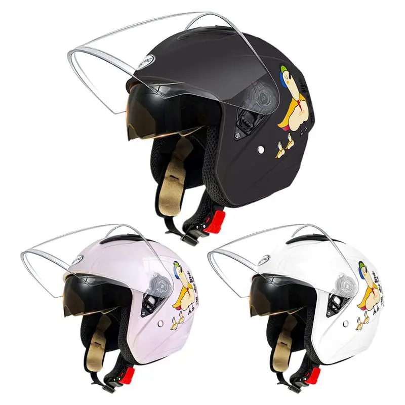 

Motorcycle Hats 3/4 Open Face Motorbike Head Protector Soft Motorcycle Head Protection Anti-Glare Head Cover for Motorbikes E