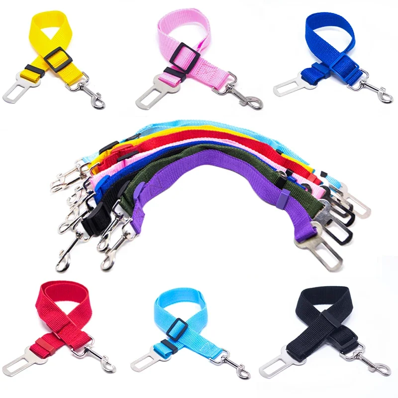 14 Colors Upgraded Dog Car Seat Belt Adjustable Harness Leads Belts Elastic Reflective Pets Vehicle Seatbelt Travel Safety Rope