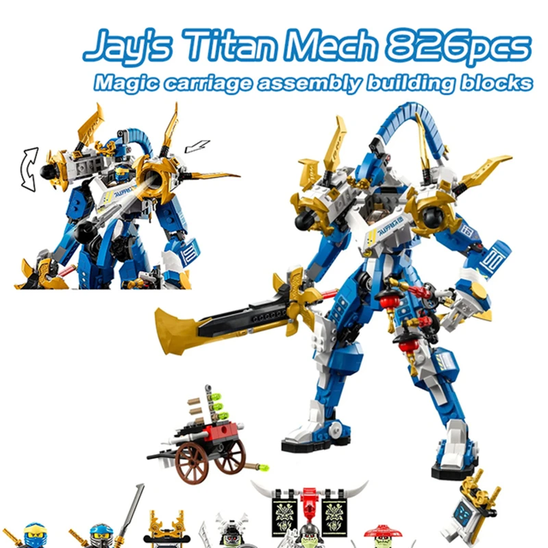 Nieuw In 794 Stuks Ninja Serie 71785 Jay 'S Titan Mech Bouwstenen Model Kit Speelgoed Voor Kinderen Verjaardag Kerstcadeaus