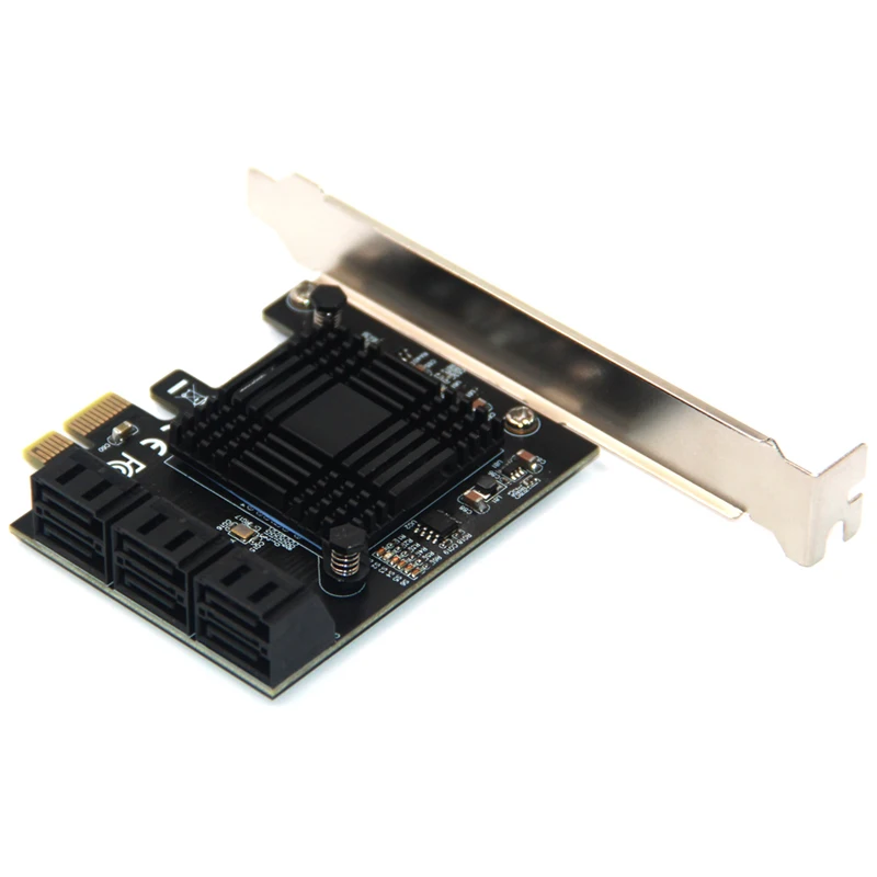 6 Port SATA PCI-E Adapter 6Gbps SATA3.0 III Controller Non Raid Expansion Card PCIe Gen3 X1 Low Profile Bracket for Chi a Mining