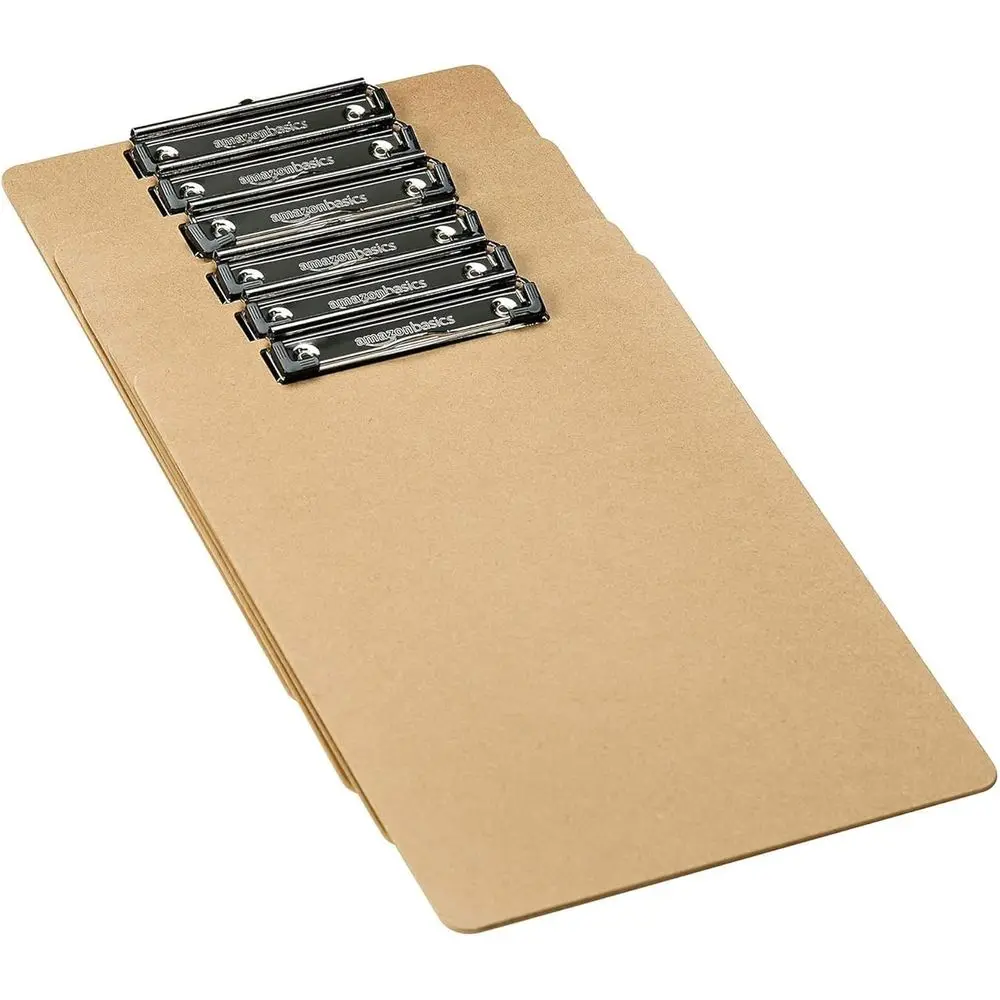 

6-Pack Brown Letter Size Clipboards, 9 x 12.5, Low-Profile Design, Hardboard Office Supplies