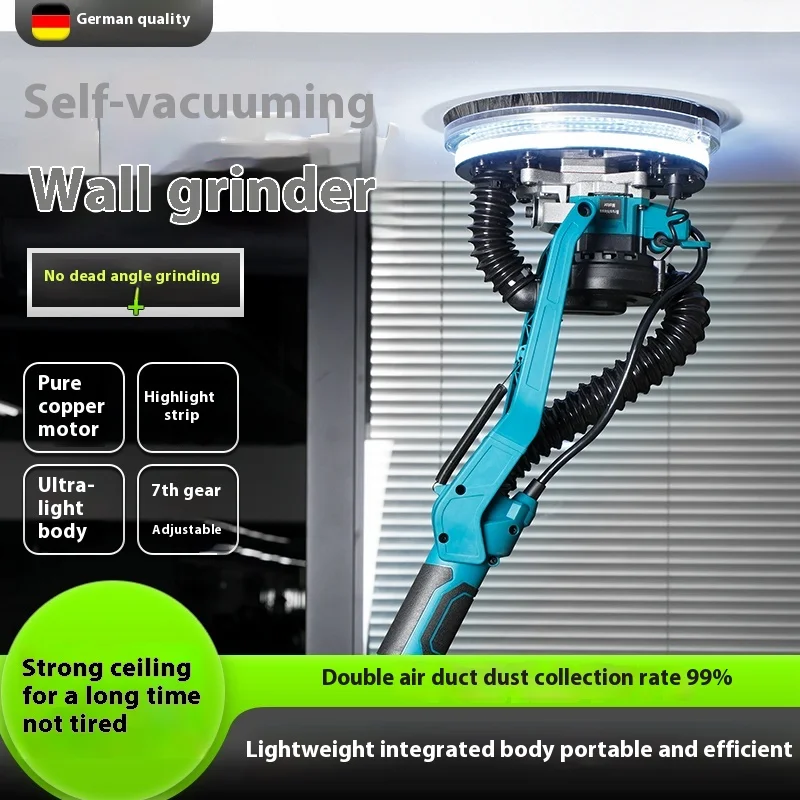 Self-Absorbing Top Wall Putty Grinder Long Rod Electric Dust-Free Sandpaper Machine New Concrete Grinder for Dead Corners