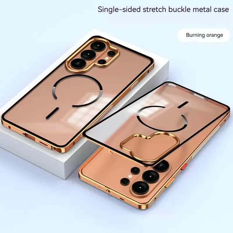 Magnetische Aluminium-Metallrahmen-Handyhülle, für Samsung Galaxy S26 Ultra Plus, einseitig aufsteckbare, mattierte Schutzhülle.