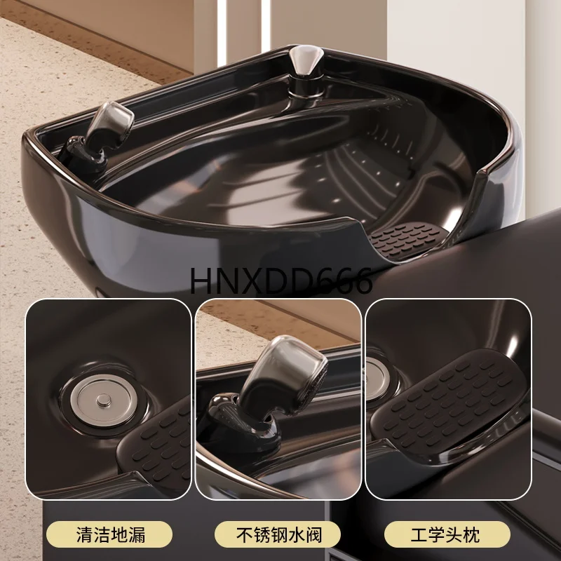 صالون الشعر شبه مستلق سرير دافق صالون الشعر تعميق حوض شامبو السيراميك