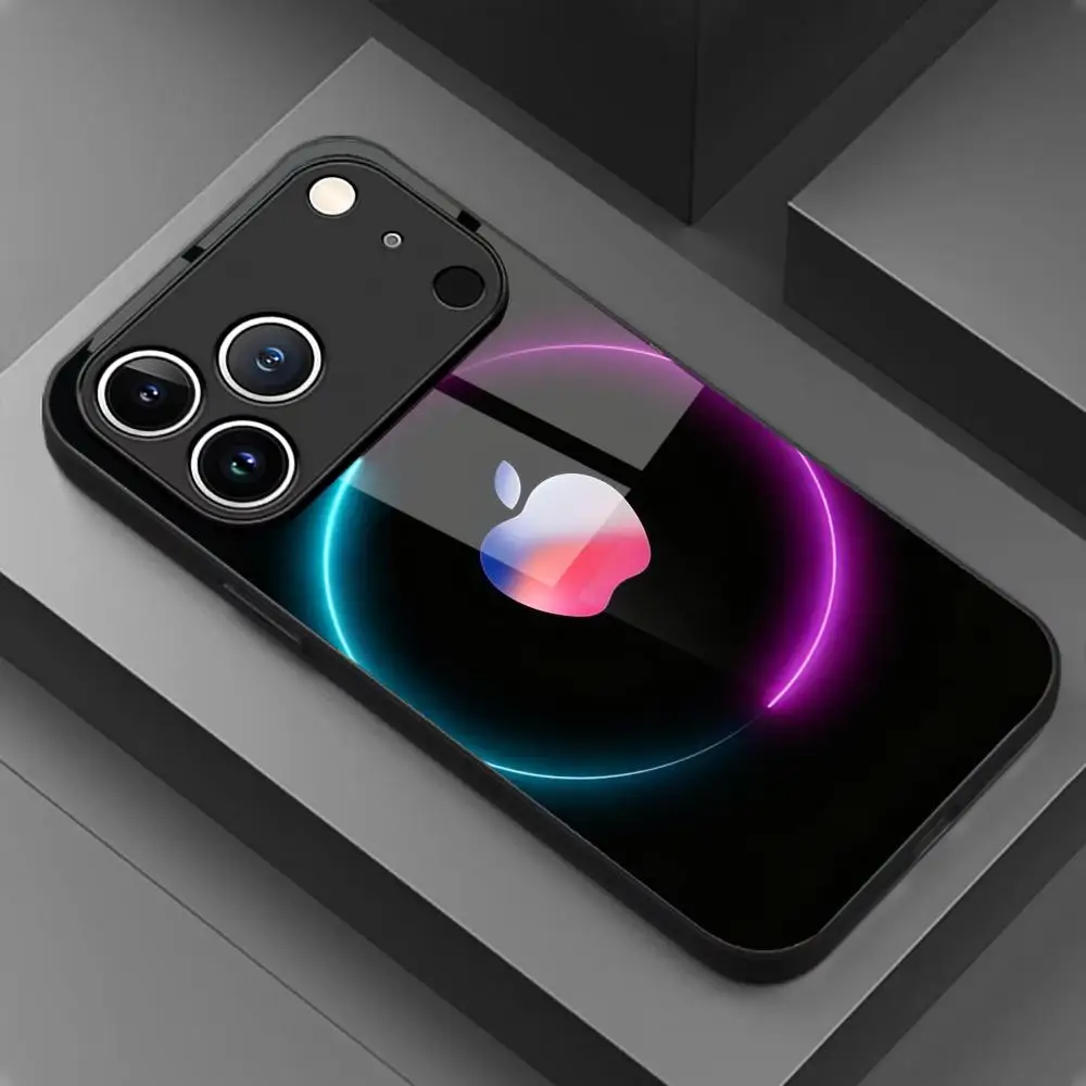 Color lined tempered glass phone case suitable for iPhone 18, 17, 16, 15, 14, 13, 12, 11 Pro/Max/Plus anti drop and shockproof