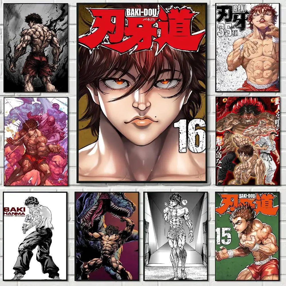 Póster de Anime Baki The Grappler, Arte en Acuarela, Decoración de Habitación Infantil, Cuadro para Colgar en la Pared, Regalo para Niños