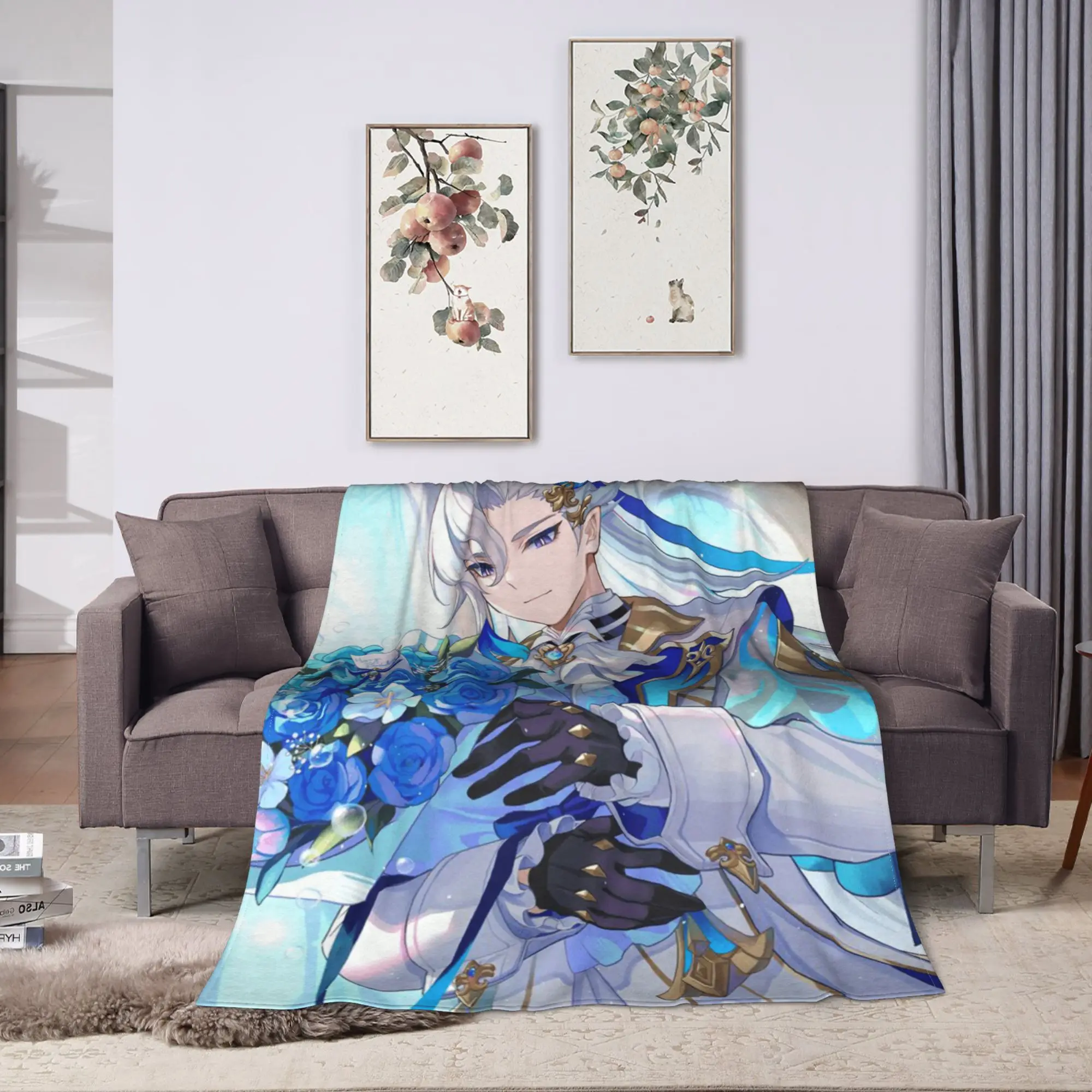 Genshin Impact Neuvillette Blankets Quality Soft  Bedding Throws Spring Boy Girl Couch Chair Comfortable Bedspread