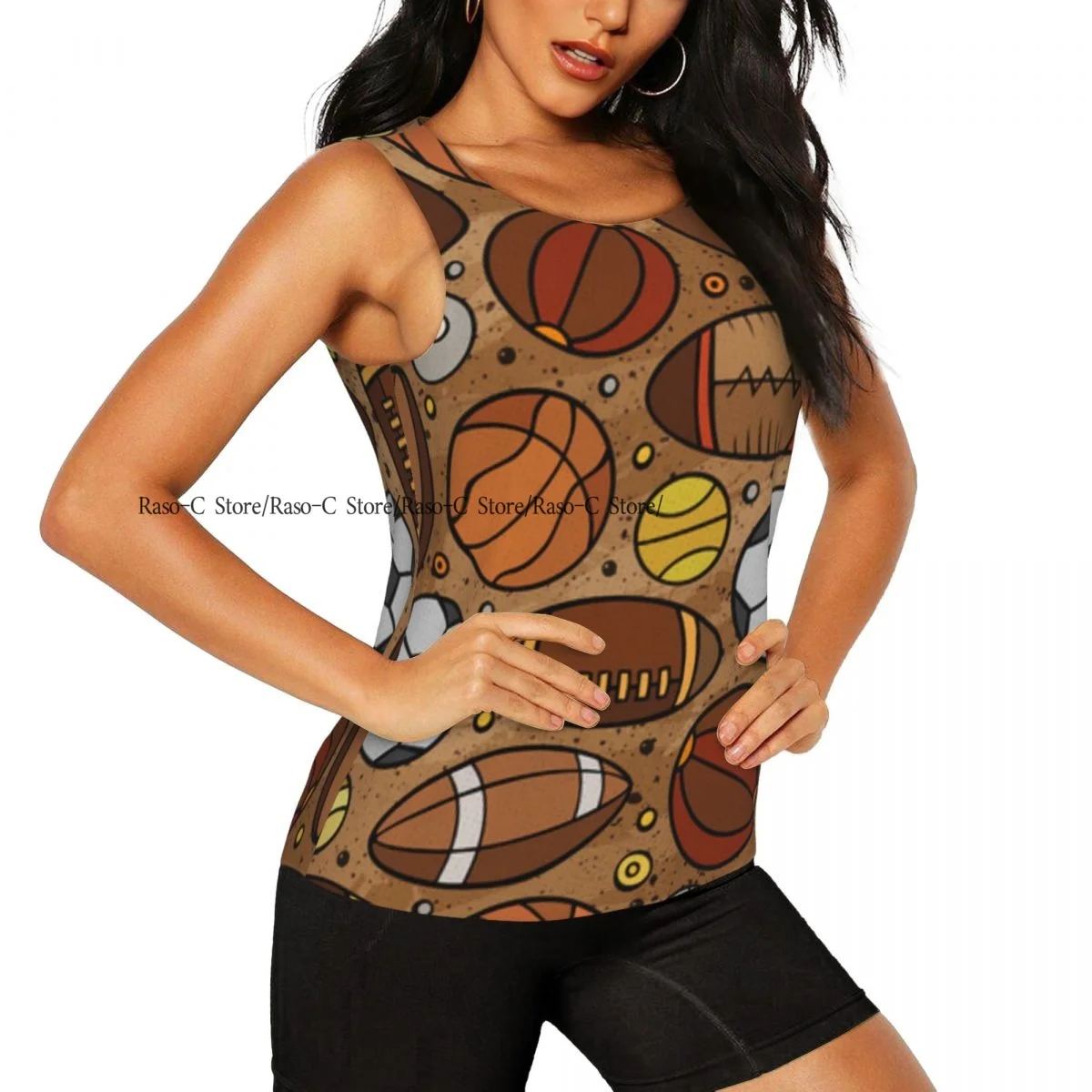 Women's Workout Tank Tops Quick Dry Sleeveless Athletic Shirts Cartoon Cute Sport Pattern Gym Yoga Tops