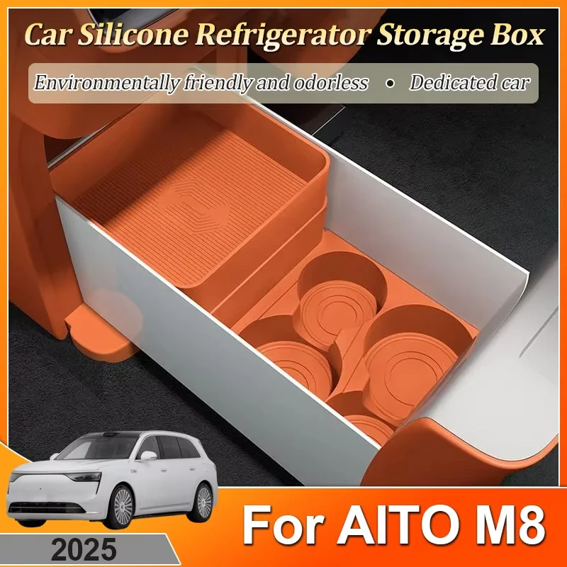 

Car Refrigerator Silicone Storage Box For AITO M8 2025 Scratch-resistant Non-slip Tray Storage Fixed Silicone Pad Accessories