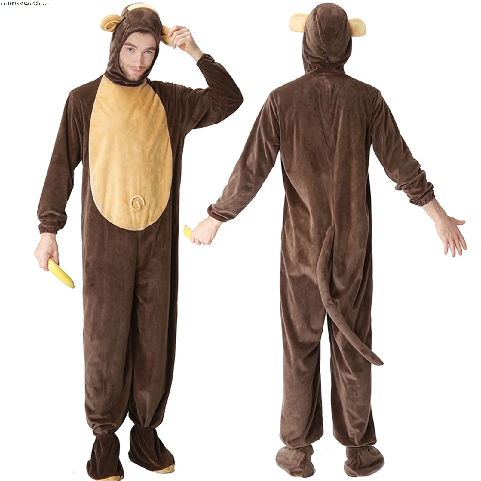 

Animal Role Play Brown Monkey Cosplay Monkey Jumpsuit Costume Zoo Adult Halloween Party Stage Performance Outfit