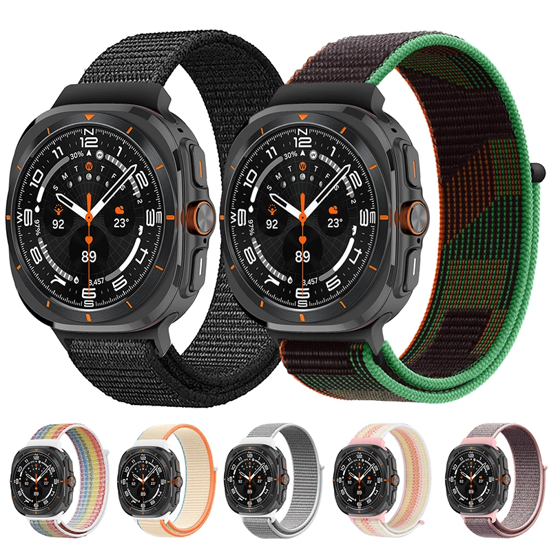

Нейлоновый ремешок с петлей для Samsung Galaxy Watch 7 Ultra 47 мм, ремешок на липучке для Galaxy Watch 7 Ultra 47 мм, спортивный браслет с изогнутым концом