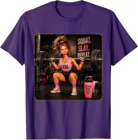 Lustiges Fitness-T-Shirt mit Meme-Humor: Ekelhaftes Gym-Girl, Y2K-Puppen-Gesicht, Damenmode, Gewichtheben-Grafik, Baumwollbekleidung – Detail 19
