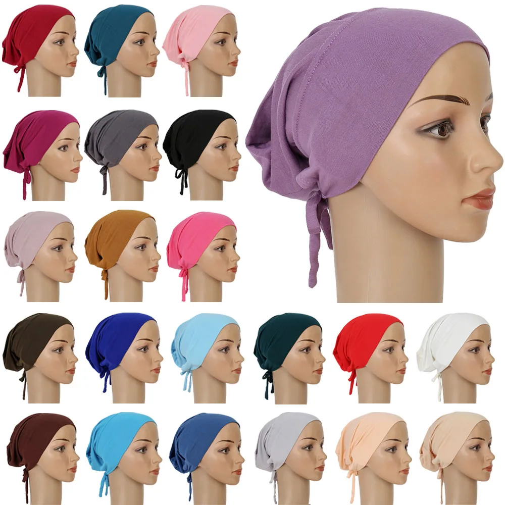 Sous-écharpe en coton modal pour femmes, chapeau intérieur hijab, bonnet bandana musulman, bonnet arabe Sophia, bonnet ninja, écharpe de tête bandage, turban rond