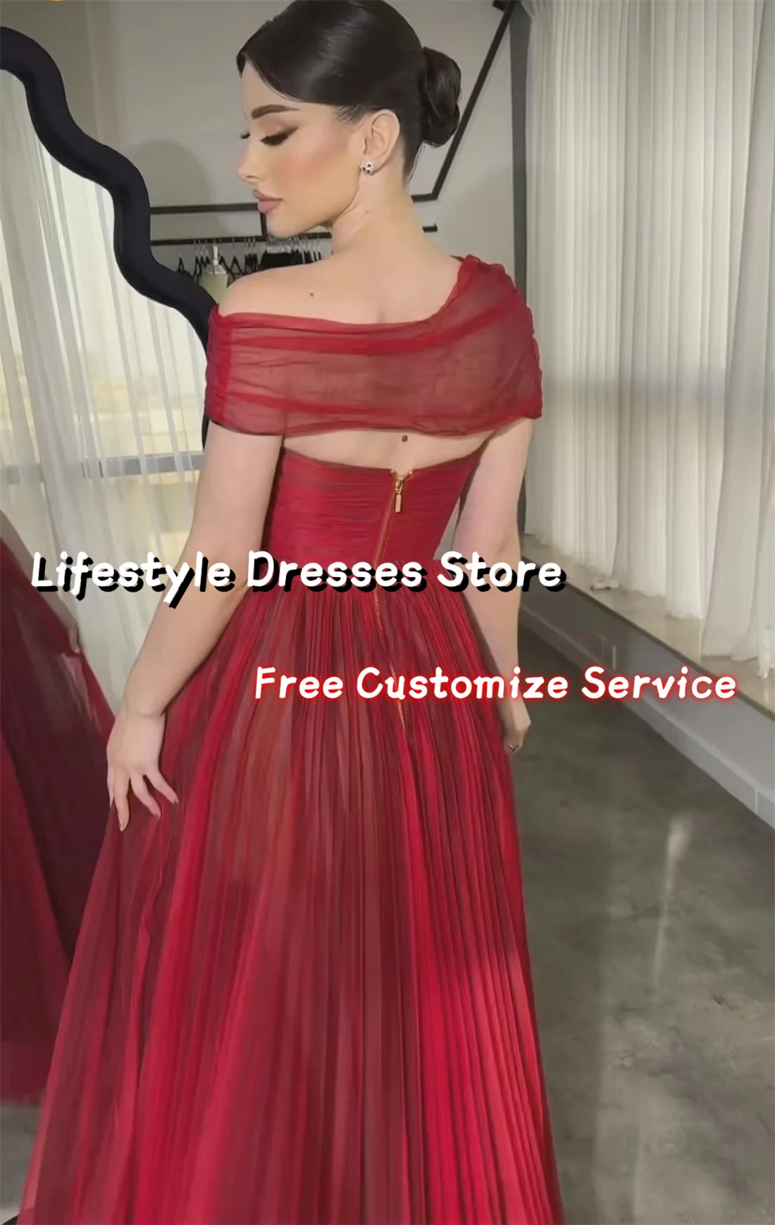 Customized Red Tulle Prom Dresses A-Line Sleeveless Sweetheart Graduation Dresses 2024 Women Elegant Formal Dress With Cape