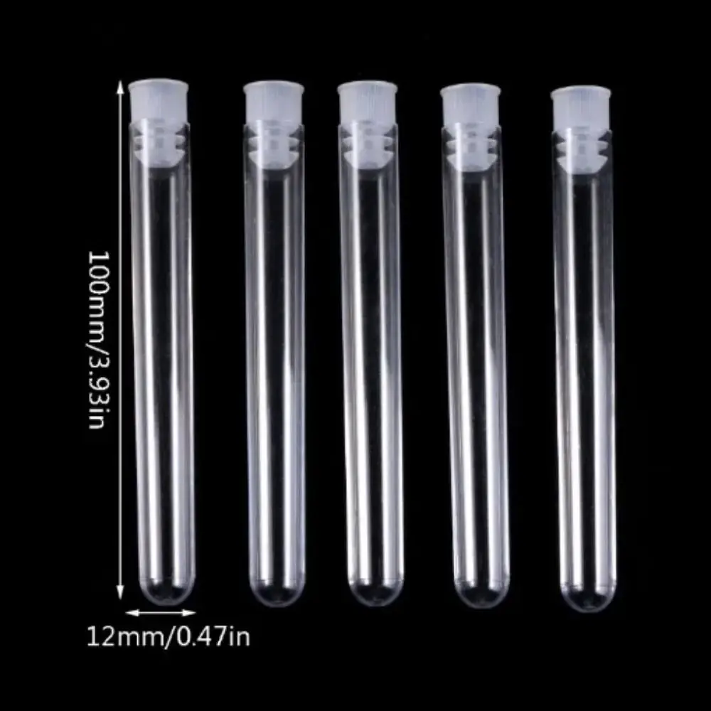 With Screw Cap Plastic Test Tubes Clear Transparent Laboratory Test Tubes Round Bottom Plastic Transparent Test Tubes School Lab