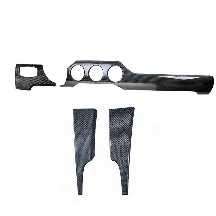 4pcs Carbon Fiber Dry Sticker Interior Trims Dashboard Cover for Ford Mustang 2015up Interior Dash Kit Accessories