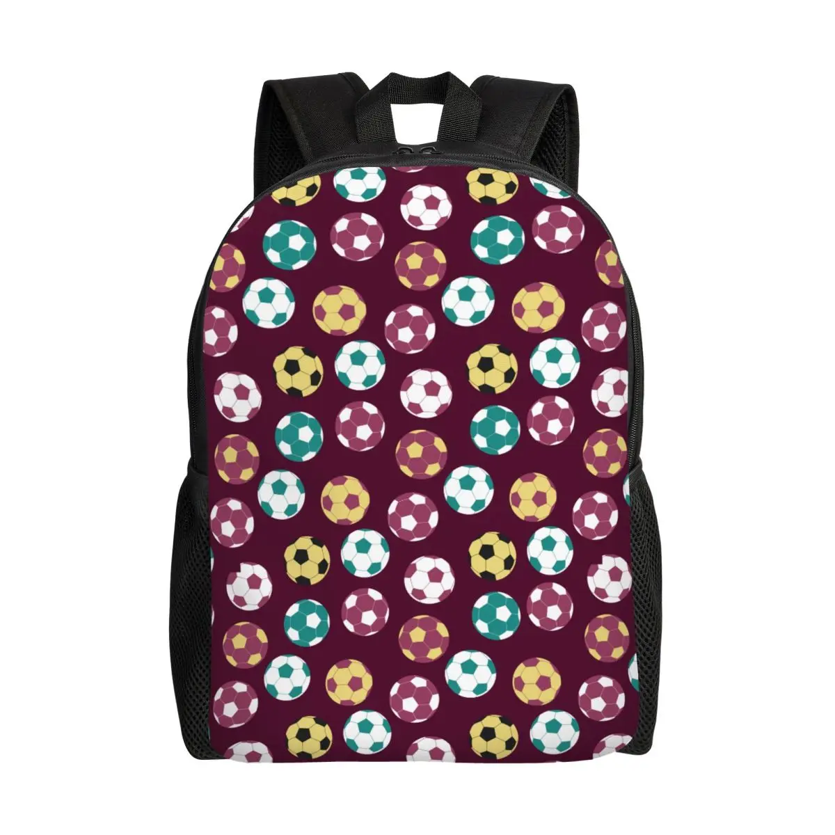 Custom Colorful Soccer Balls Pattern Football Sport Laptop Backpack Men Women Casual Bookbag for College School Students Bags