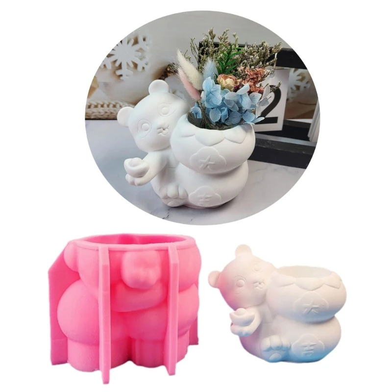 Panda/ Turtle Candle Holder Silicone Molds Animal Candlesticks Resins Molds DIY Pen Holder Castings Moulds for Table Decorations