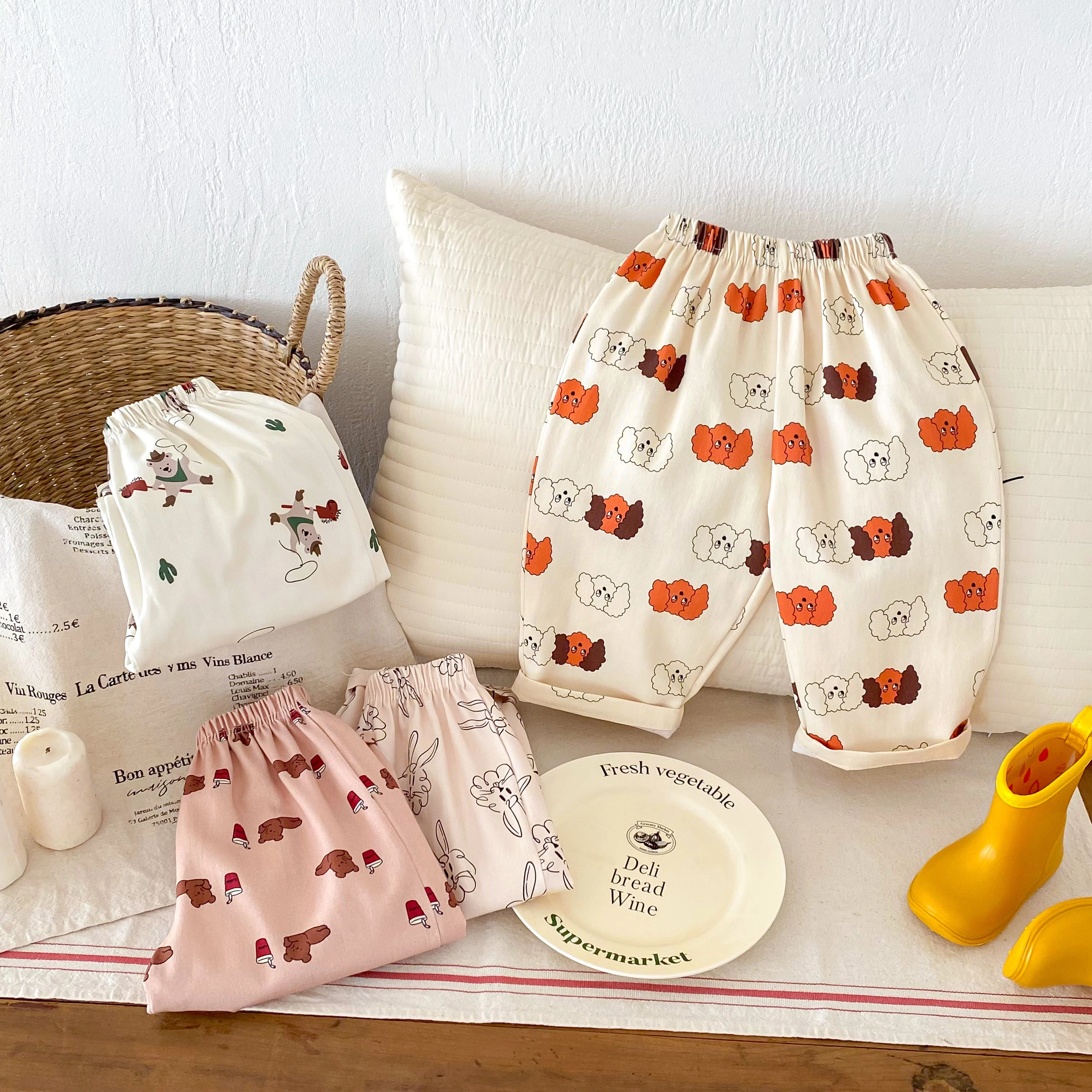 

Детские летние тонкие шаровары для девочек и мальчиков, повседневные брюки с мультяшным принтом, новинка 2026 года, детский костюм, длинные штаны для детей