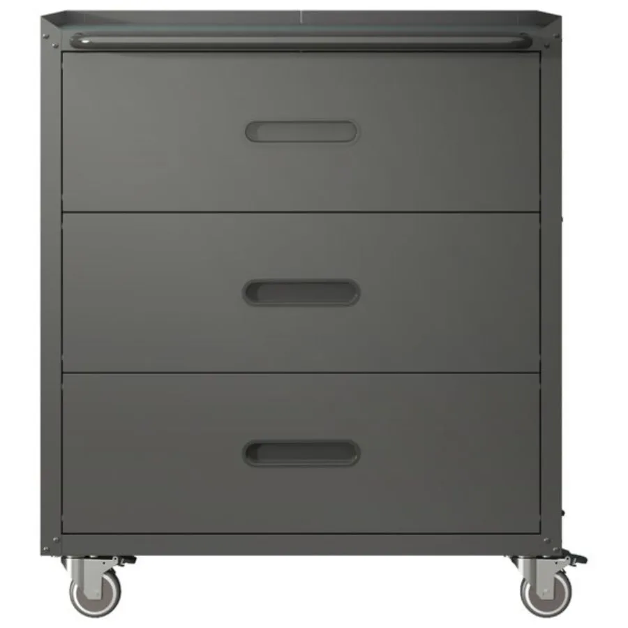 

HeavyDuty Metal Storage Cabinet with Wheels 3 Drawer Tool Cabinet for Garage Office and Home Organizer Solutions Black Gray