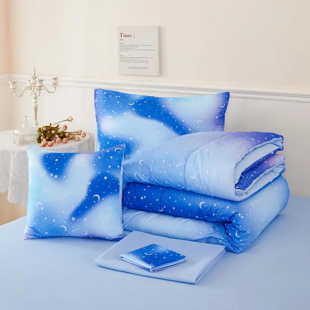 6 قطعة مجموعة المعزي بريق التدرج للفتيات كامل الحجم الأزرق غالاكسي الاطفال طقم سرير للبنين مجموعات المعزي سرير ناعم في حقيبة F
