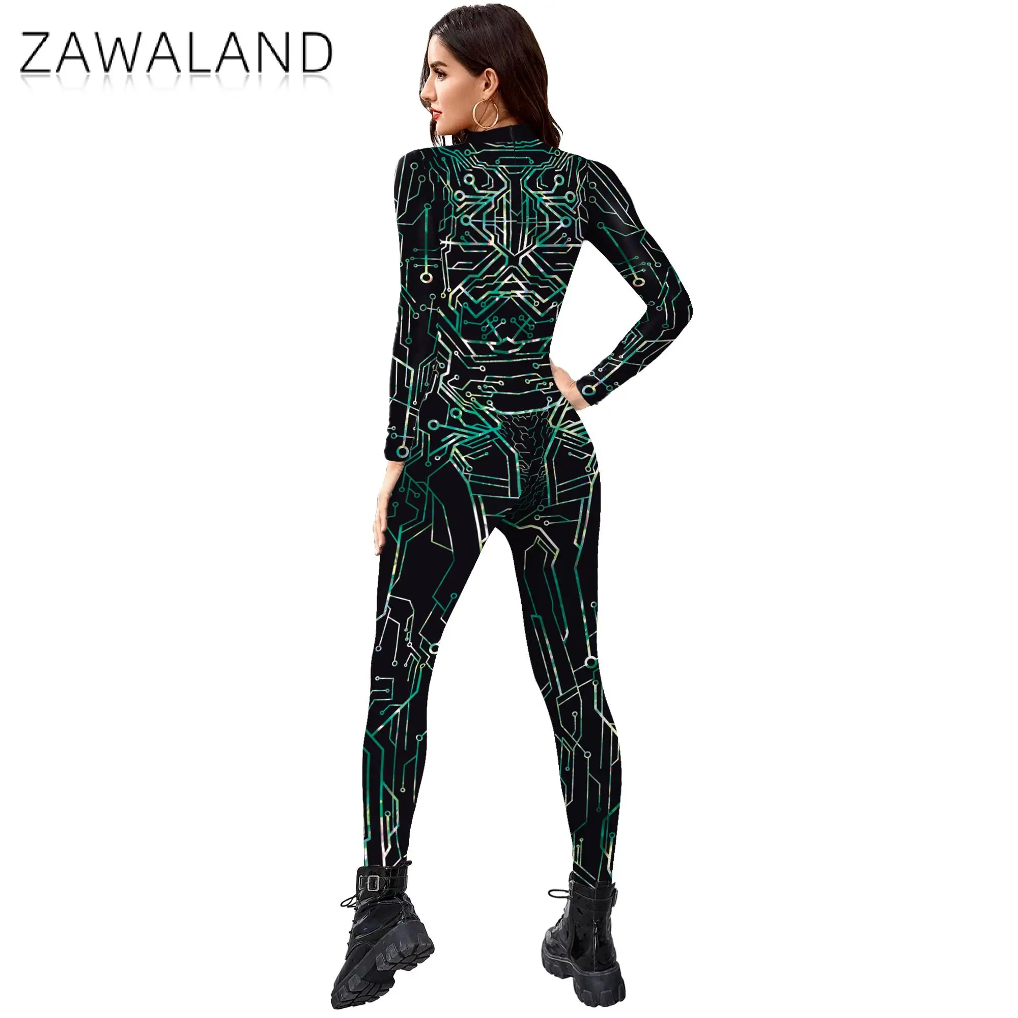 Zawaland festa de halloween carnaval desempenho todo o traje cosplay fantasma esqueleto 3d impresso zentai bodysuit catsuit elastano