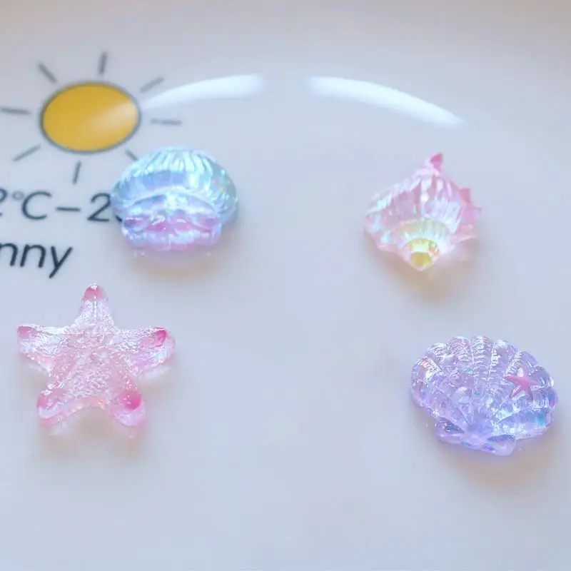 10 Stück Mini Kawaii Niedliche Stern-Muschel Cabochons mit Flacher Rückseite für DIY Scrapbooking, Party-Haarspangen-Zubehör, Heimdekoration, Bastelzubehör – Detail 3