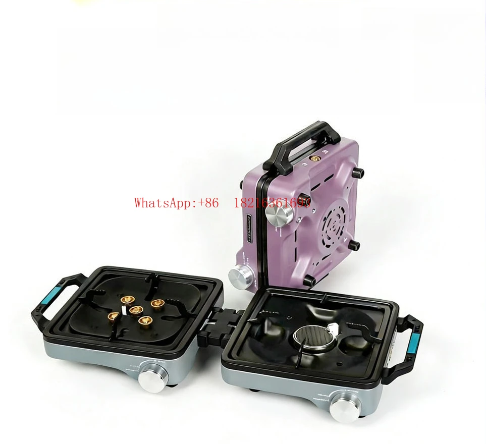 New Outdoor Portable Double Head Cassette Stove Camping Stove Tea Cooking Equipment Full Set