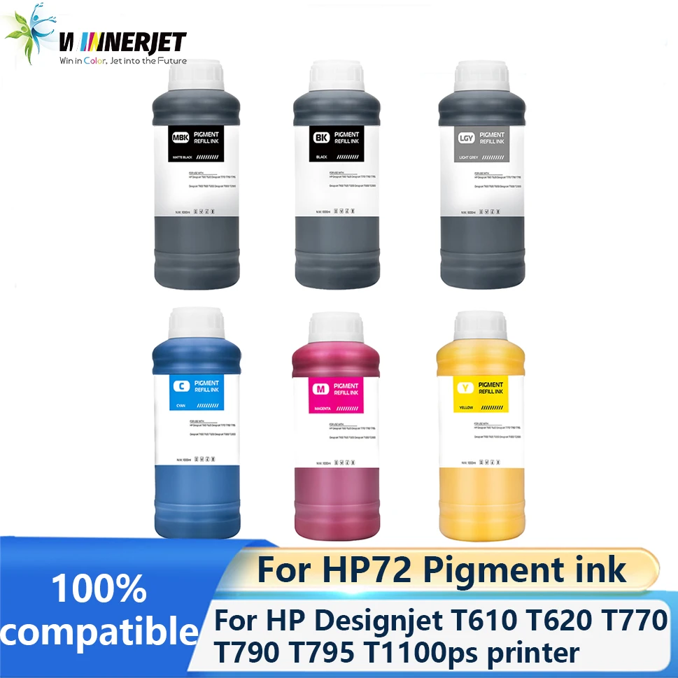 Winnerjet for HP 72 1000ml Pigment ink for HP Designjet T610 T620 T770 T790, T795 T1100 T1100ps T1100mfp  T1120 T1120ps T1120 HD