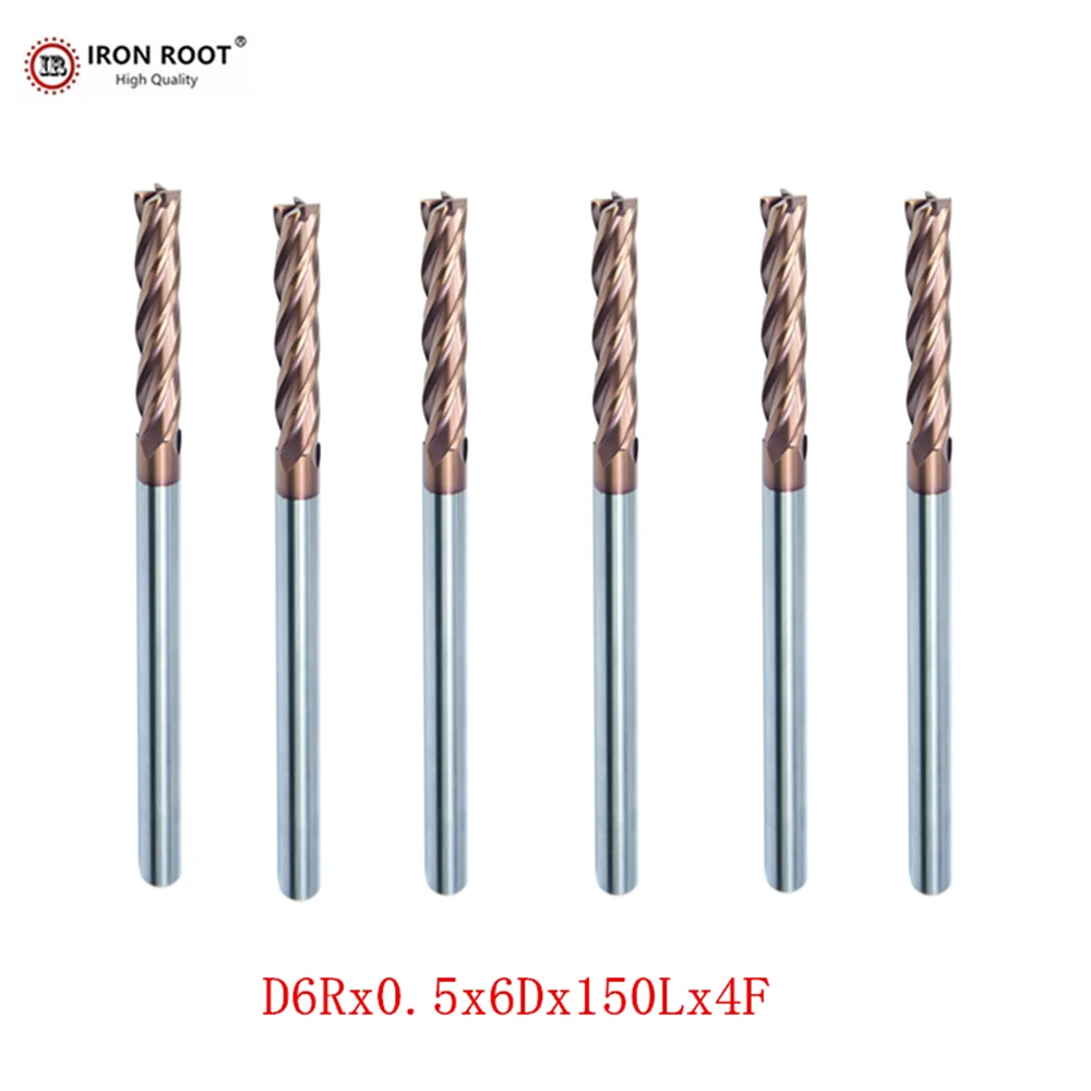 IRON ROOT Round Nose End Mill, HRC58, 6mm-12mm, CNC Lathe Milling Tool 4-Blade Ball End Carbide End Mill, Ball End Mill