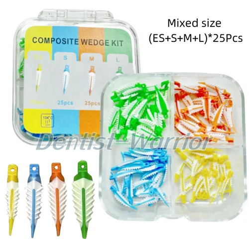 Cuñas compuestas dentales de tamaños mixtos, cuñas Strata de cara suave, sello Cervical, Diastema, banda de matriz de cuña compatible con Garrison 100 unids/caja
