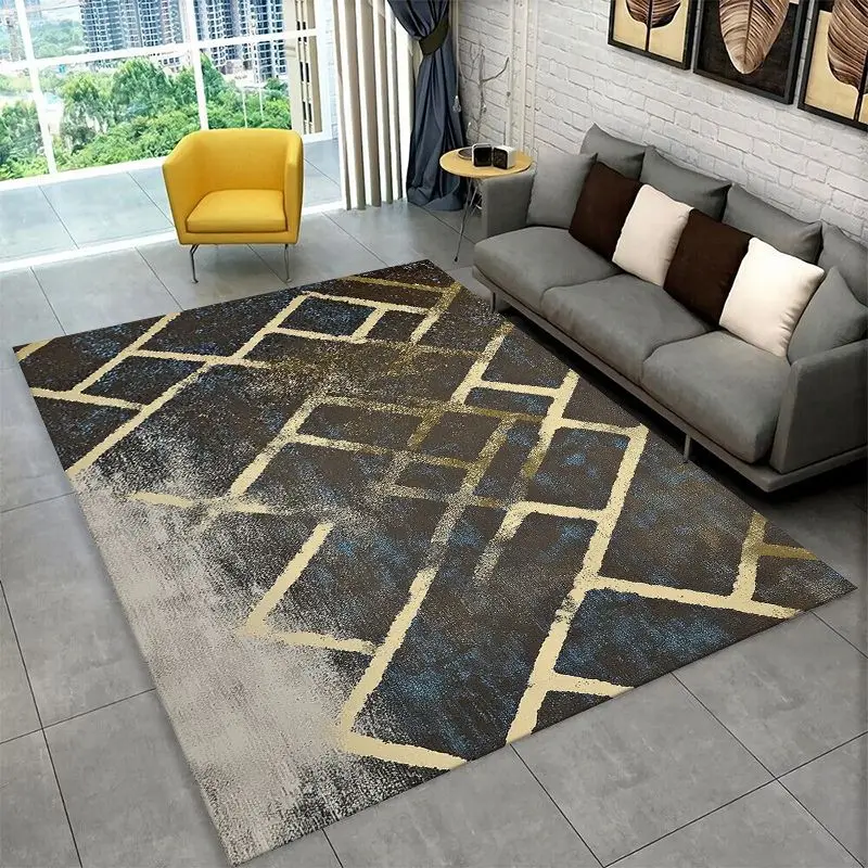 Retro Bohemian Geometric Art Lines Luxury Large Area Rug Non-slip Carpet for Bedroom Living Room Sofa Home Decor Floor Mat Gift