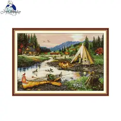 Cross Stitch Kit Joy Sunday Golden Creek HD Pattern Printed Counted Fabric Aida 16CT 14CT 11CT DIY Embroidery Kit Art Craft New