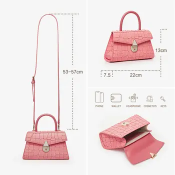 8 best sales Rosa Lederhandtasche - №7