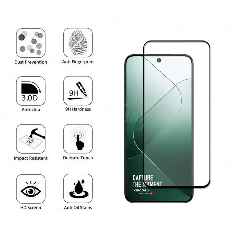 6 In 1 For Xiaomi 14 Glass Tempered Glass Xiaomi 14 Glass Full Cover Screen Protector Camera Film Xiaomi 14 13 Glass