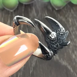 Vintage Punk Titanium Steel Eagle Dragon Claw Rings Halloween Skull Ring Hot Selling Men's Domineering Open Rock Animal Jewelry